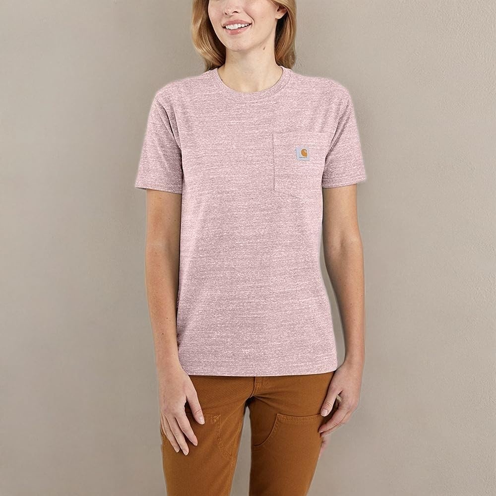 image:imageCarhartt Womens Iconic WK87 Pocket TShirt CloseoutCrepe Snow Heather