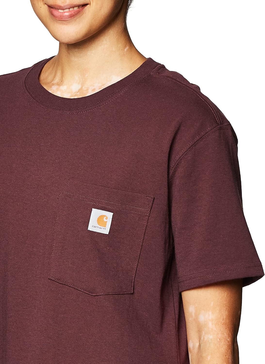 image:imageCarhartt Womens Iconic WK87 Pocket TShirt CloseoutDeep Wine