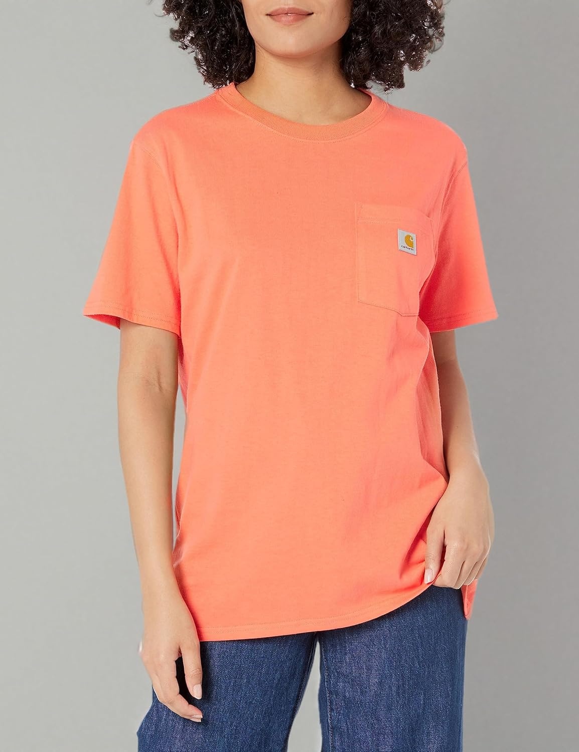 image:imageCarhartt Womens Iconic WK87 Pocket TShirt CloseoutElectric Coral