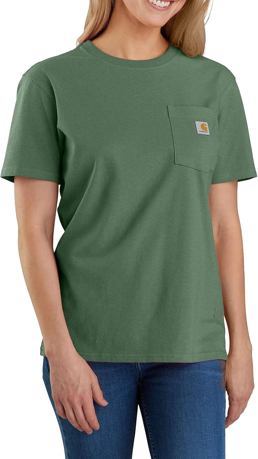 image:imageCarhartt Womens Iconic WK87 Pocket TShirt CloseoutFrosted Balsam