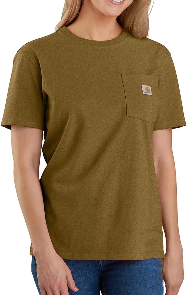 image:imageCarhartt Womens Iconic WK87 Pocket TShirt CloseoutGolden Grass Heather