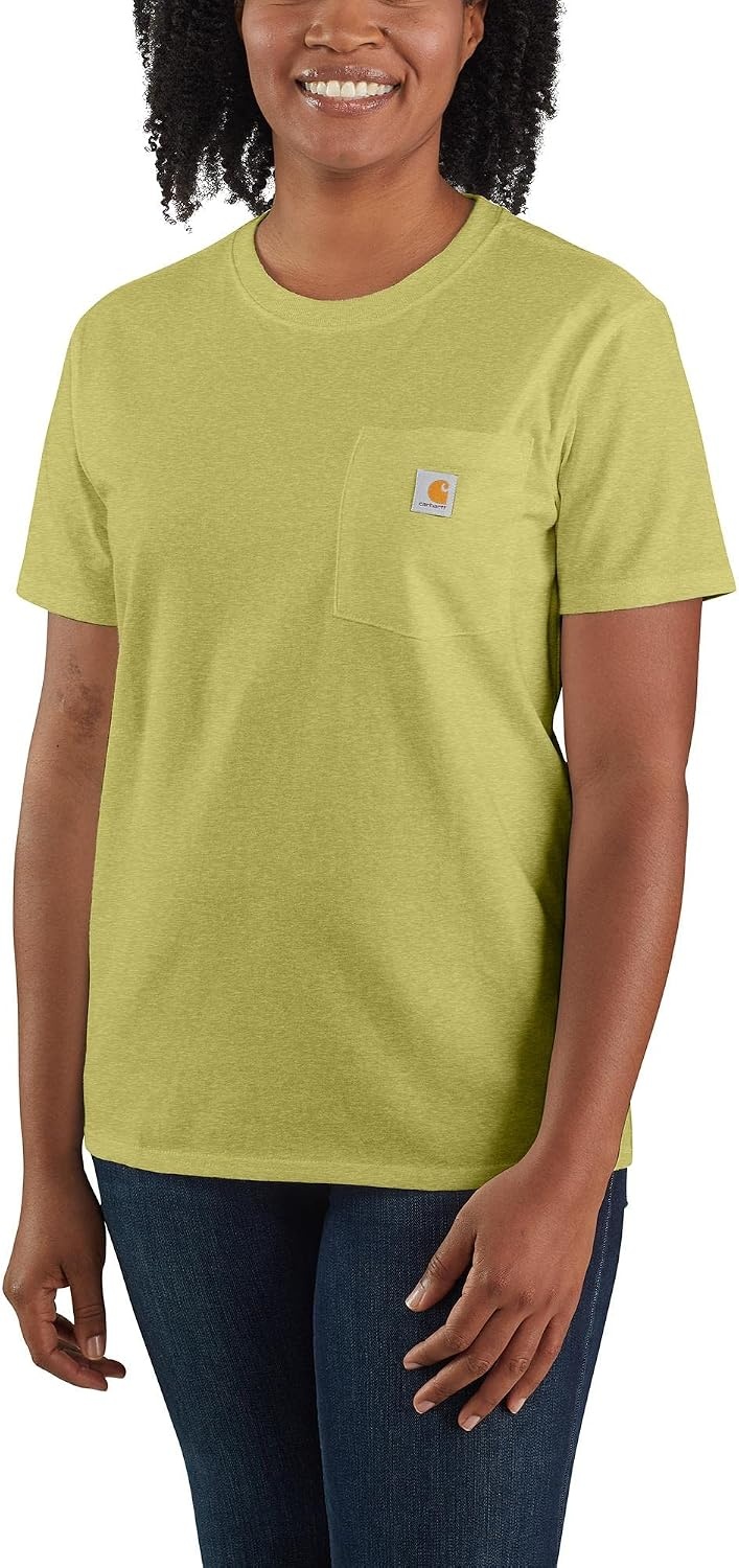 image:imageCarhartt Womens Iconic WK87 Pocket TShirt CloseoutGreen Olive Heather