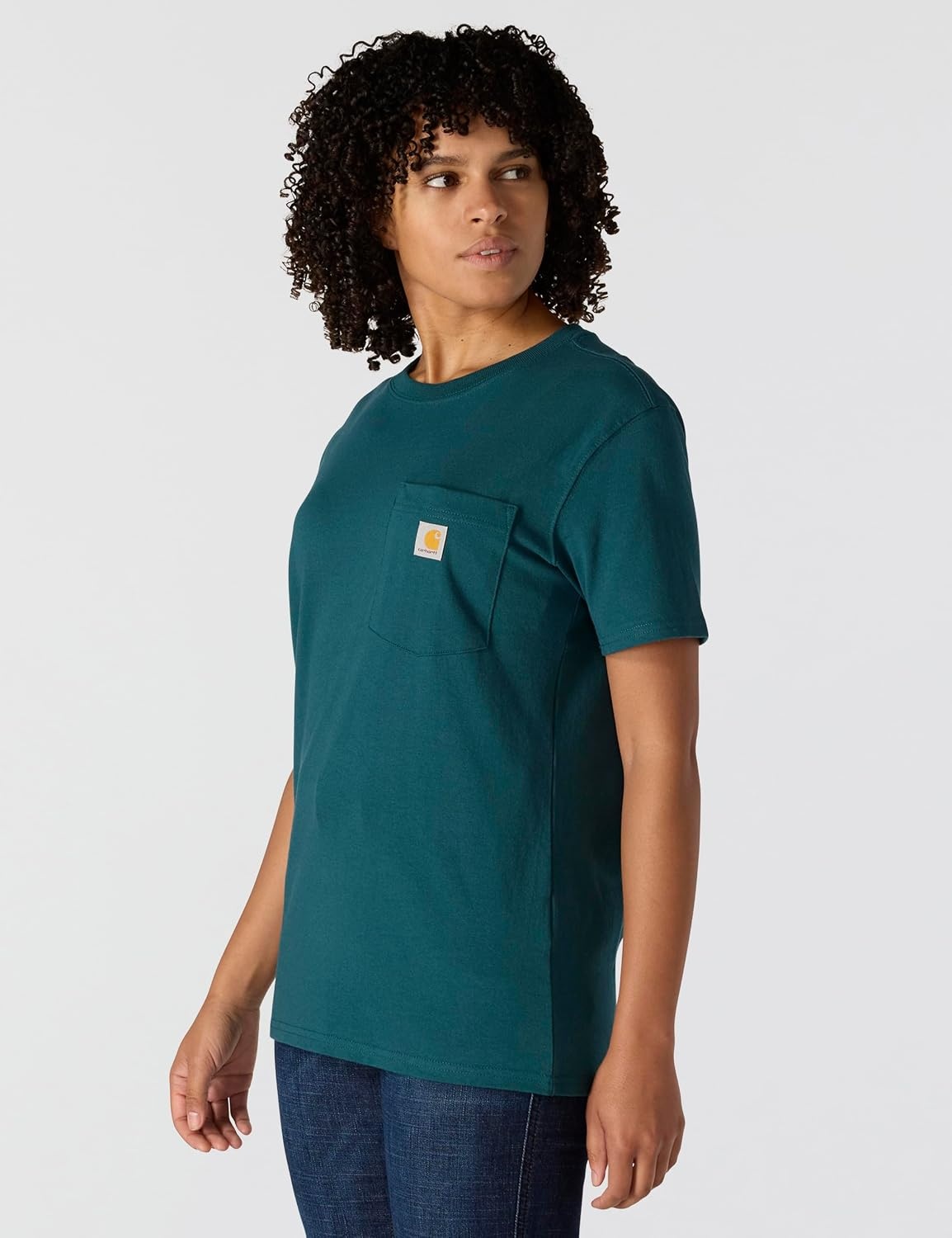 image:imageCarhartt Womens Iconic WK87 Pocket TShirt CloseoutGreenstone