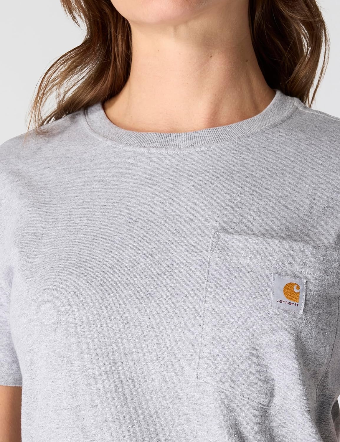 image:imageCarhartt Womens Iconic WK87 Pocket TShirt CloseoutHeather Gray