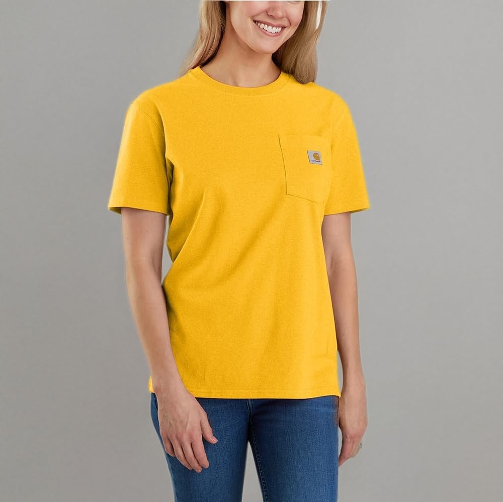 image:imageCarhartt Womens Iconic WK87 Pocket TShirt CloseoutHoneycomb Heather
