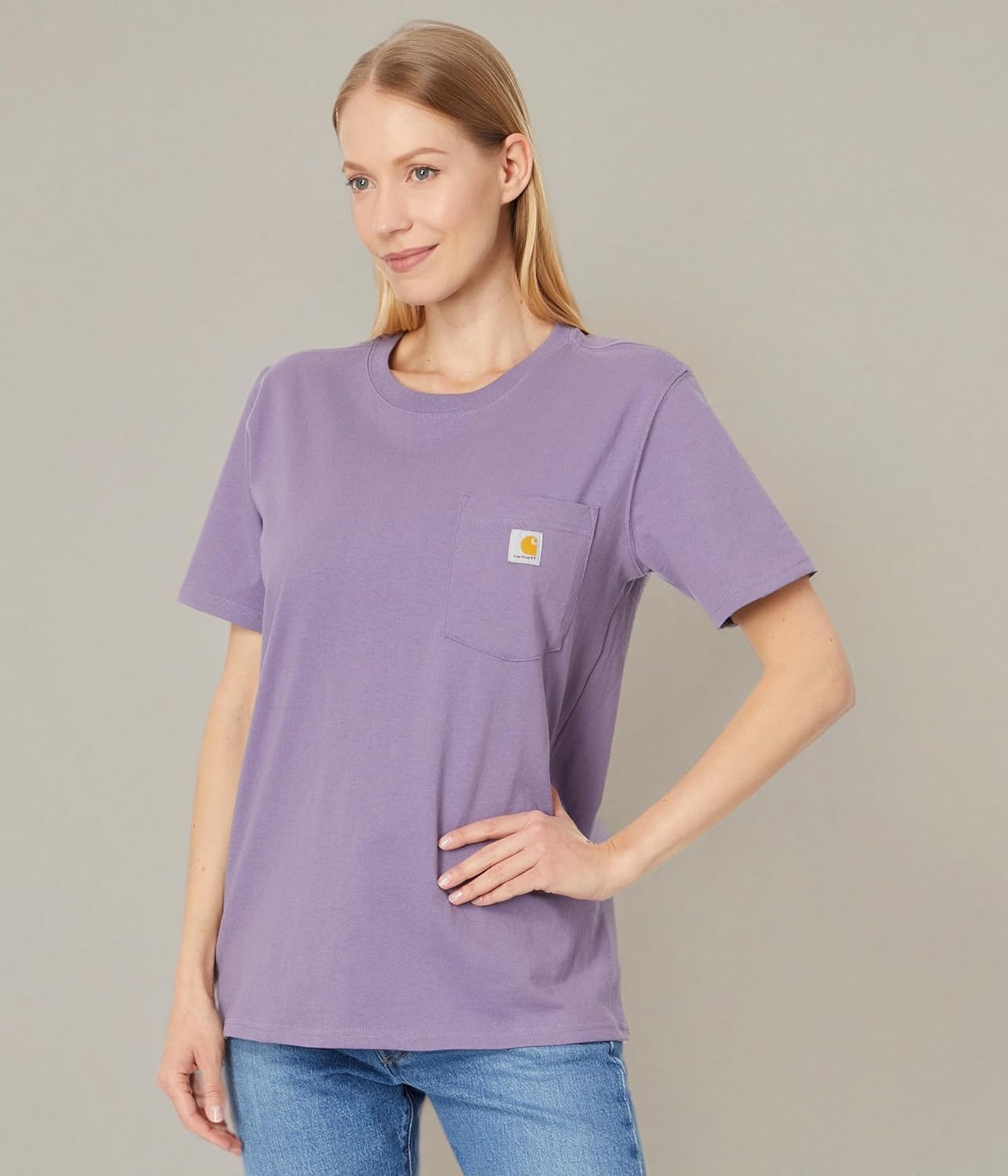 image:imageCarhartt Womens Iconic WK87 Pocket TShirt CloseoutLavender Mist