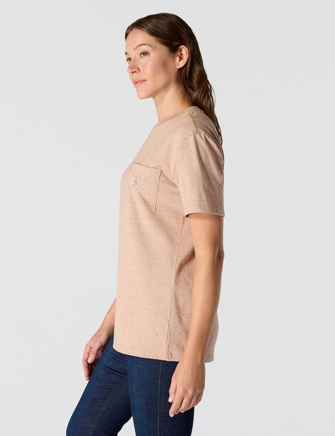 image:imageCarhartt Womens Iconic WK87 Pocket TShirt CloseoutLight Taupe Nep