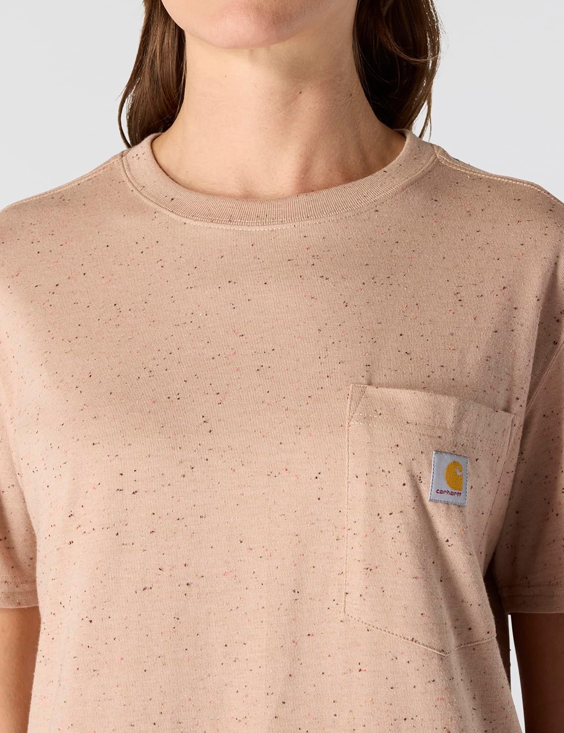 image:imageCarhartt Womens Iconic WK87 Pocket TShirt CloseoutLight Taupe Nep