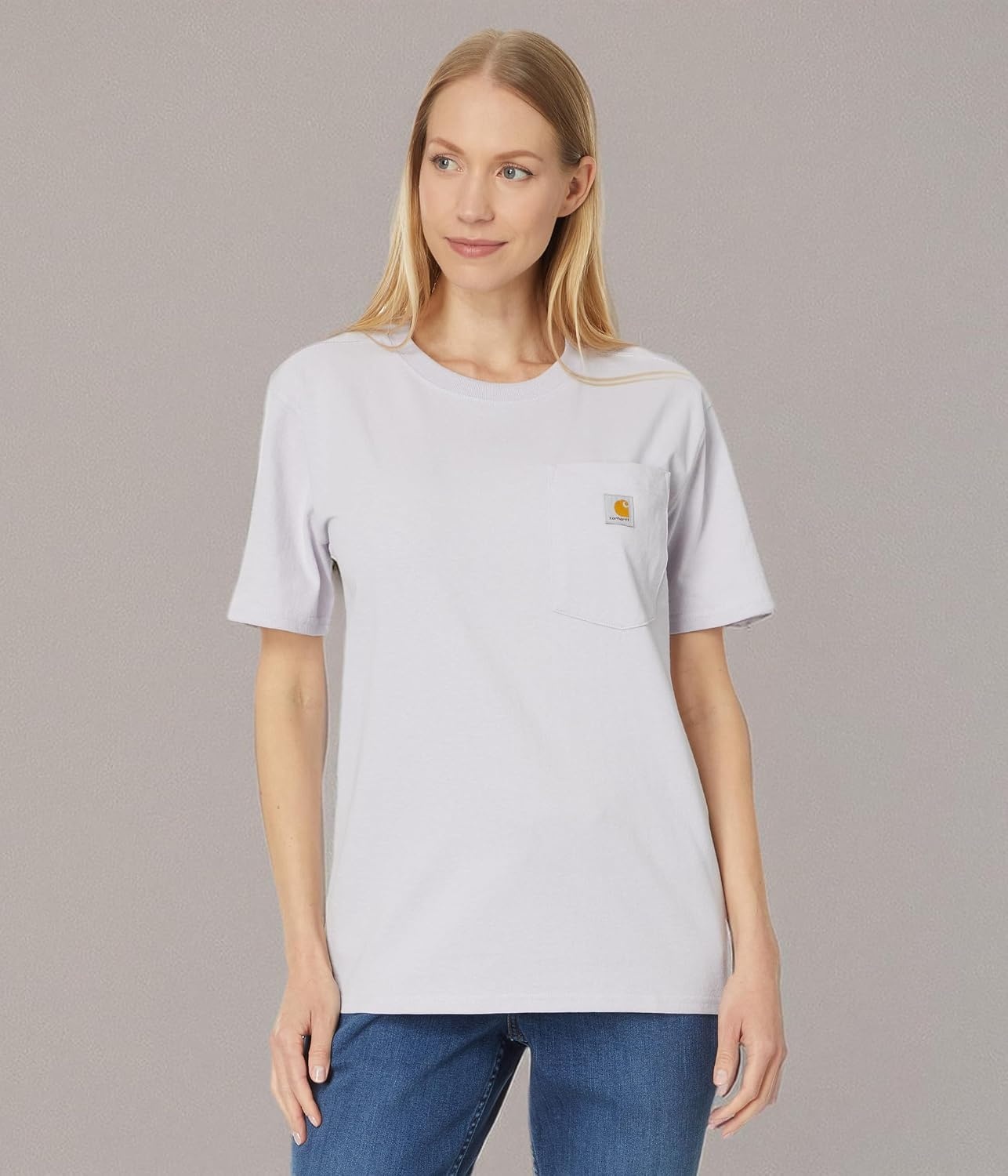 image:imageCarhartt Womens Iconic WK87 Pocket TShirt CloseoutLilac Haze