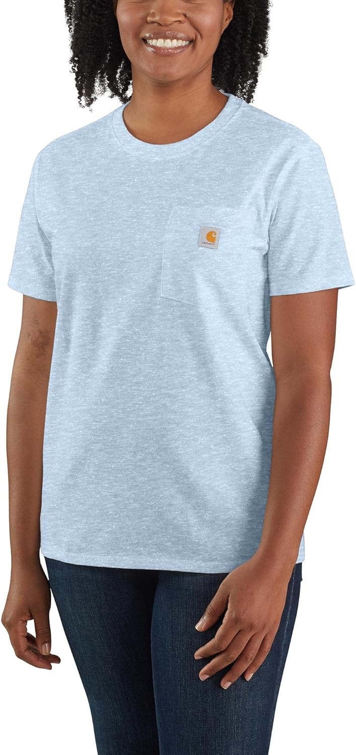 image:imageCarhartt Womens Iconic WK87 Pocket TShirt CloseoutMoonstone Snow Heather