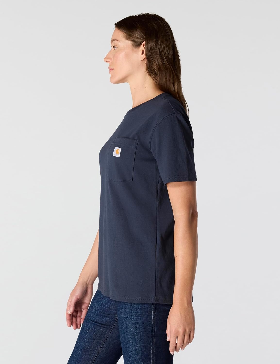image:imageCarhartt Womens Iconic WK87 Pocket TShirt CloseoutNavy