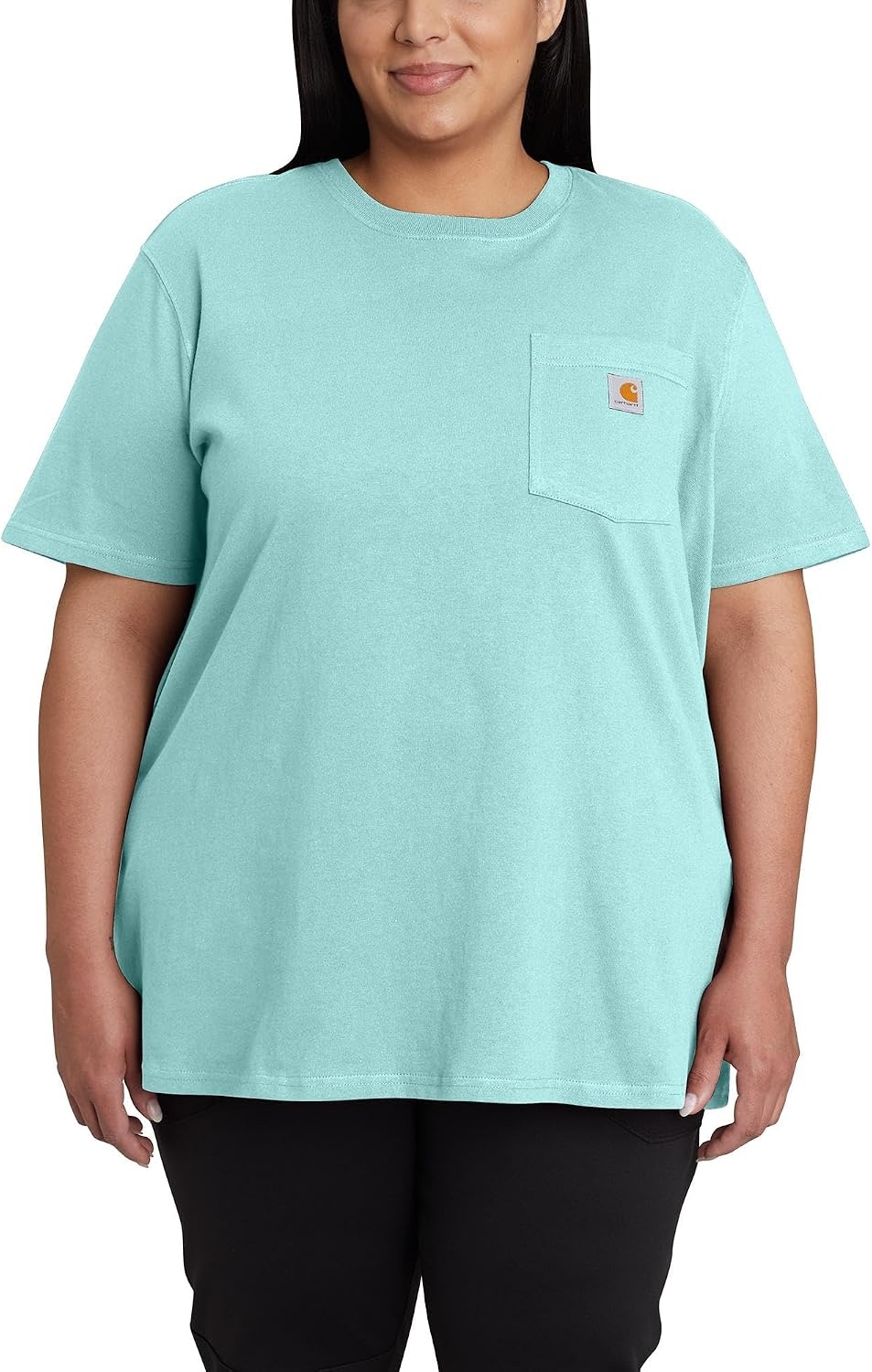 image:imageCarhartt Womens Iconic WK87 Pocket TShirt CloseoutPastel Turquoise