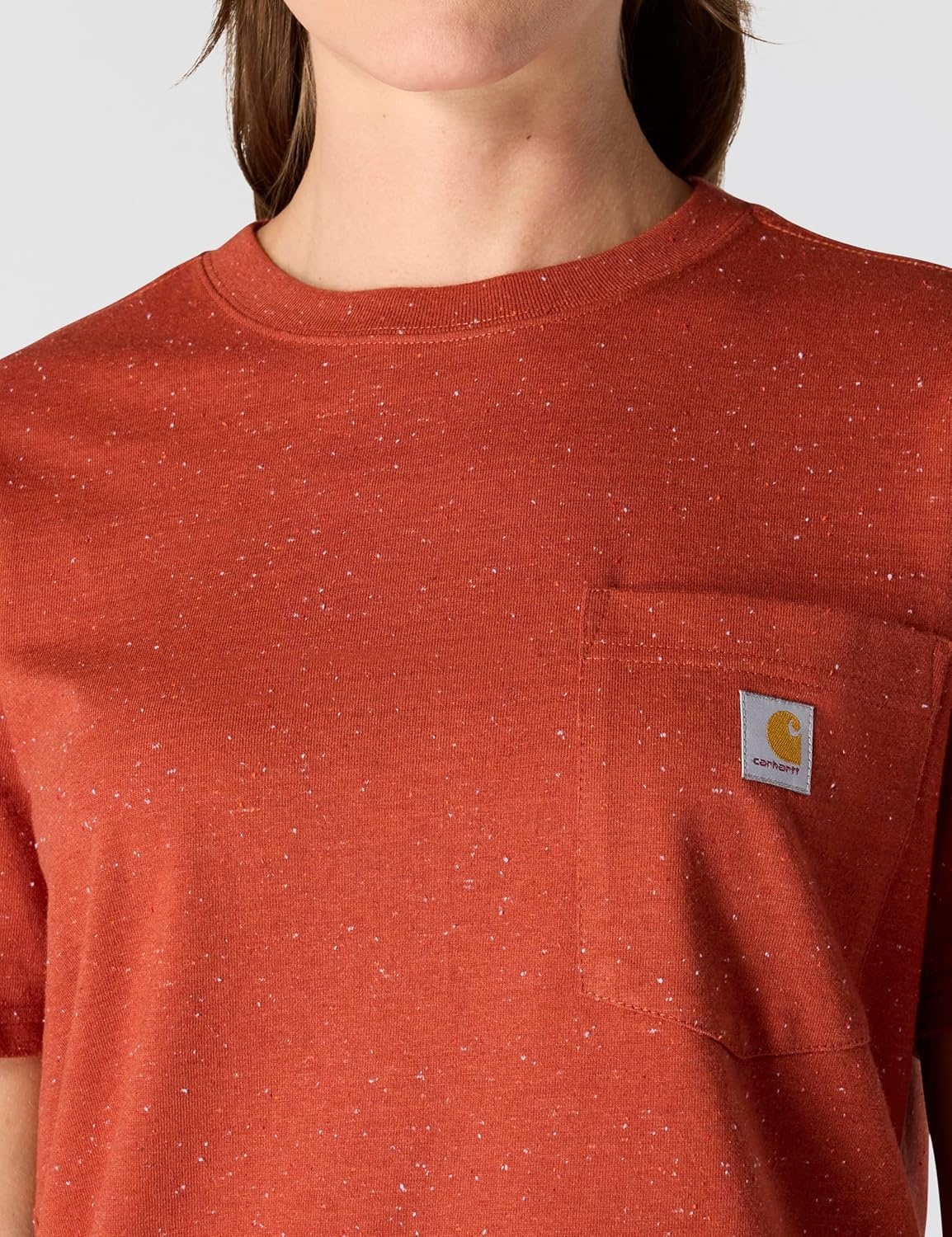 image:imageCarhartt Womens Iconic WK87 Pocket TShirt CloseoutSpice Red Nep