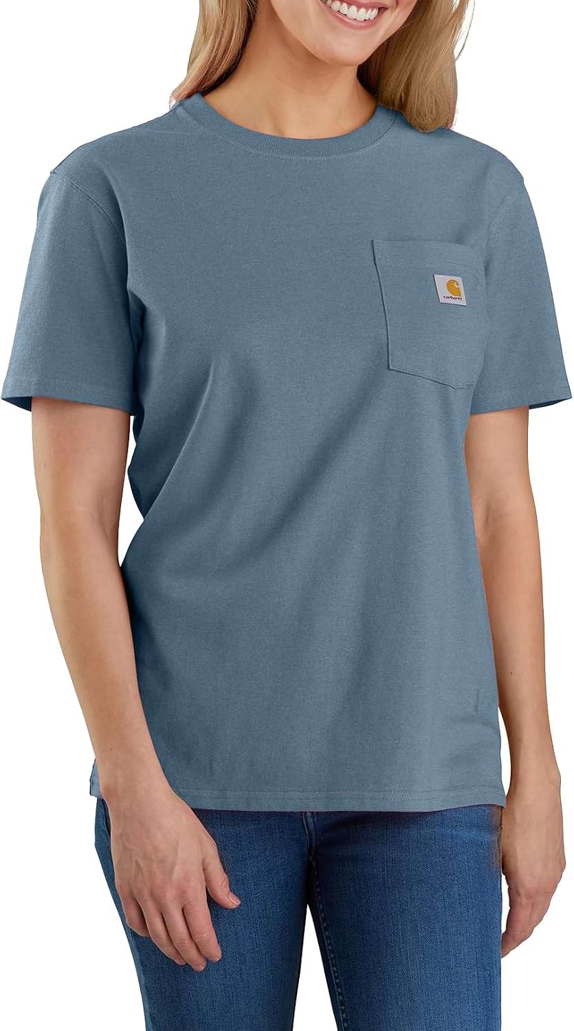 image:imageCarhartt Womens Iconic WK87 Pocket TShirt CloseoutThundercloud Heather