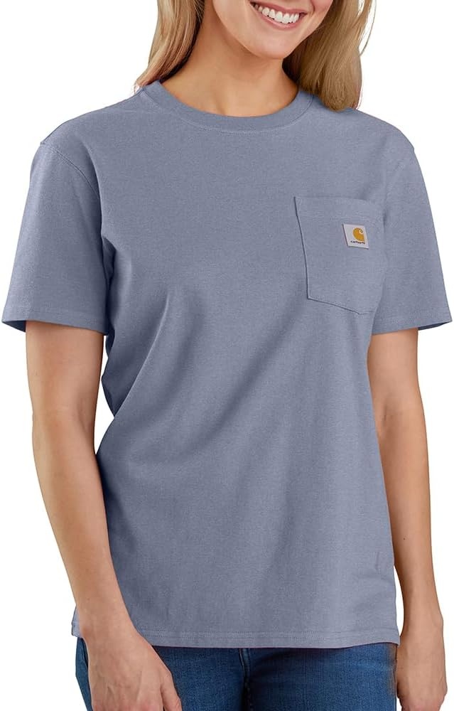 image:imageCarhartt Womens Iconic WK87 Pocket TShirt CloseoutWisteria Heather