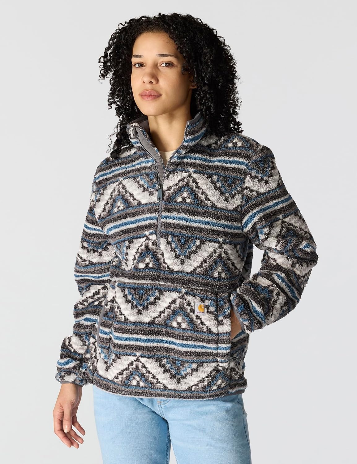 image:imageCarhartt Womens Loose Fit Fleece PulloverB Yellowtail Mountain Print Shadow