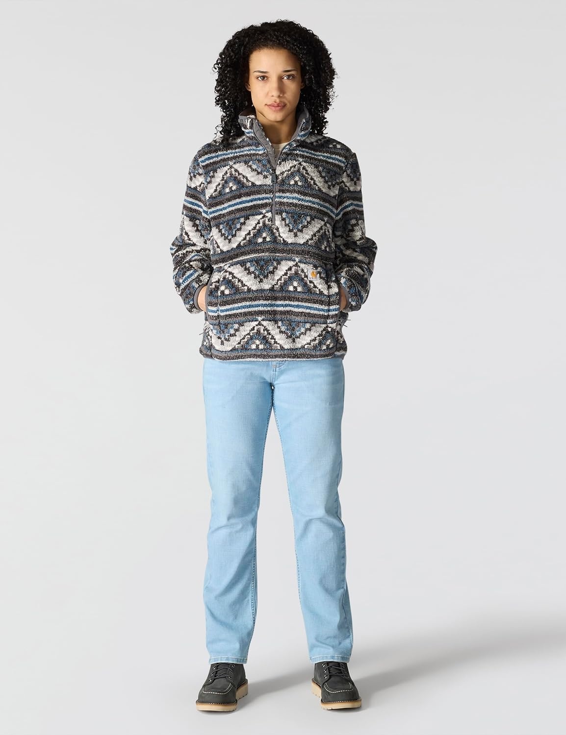 image:imageCarhartt Womens Loose Fit Fleece PulloverB Yellowtail Mountain Print Shadow