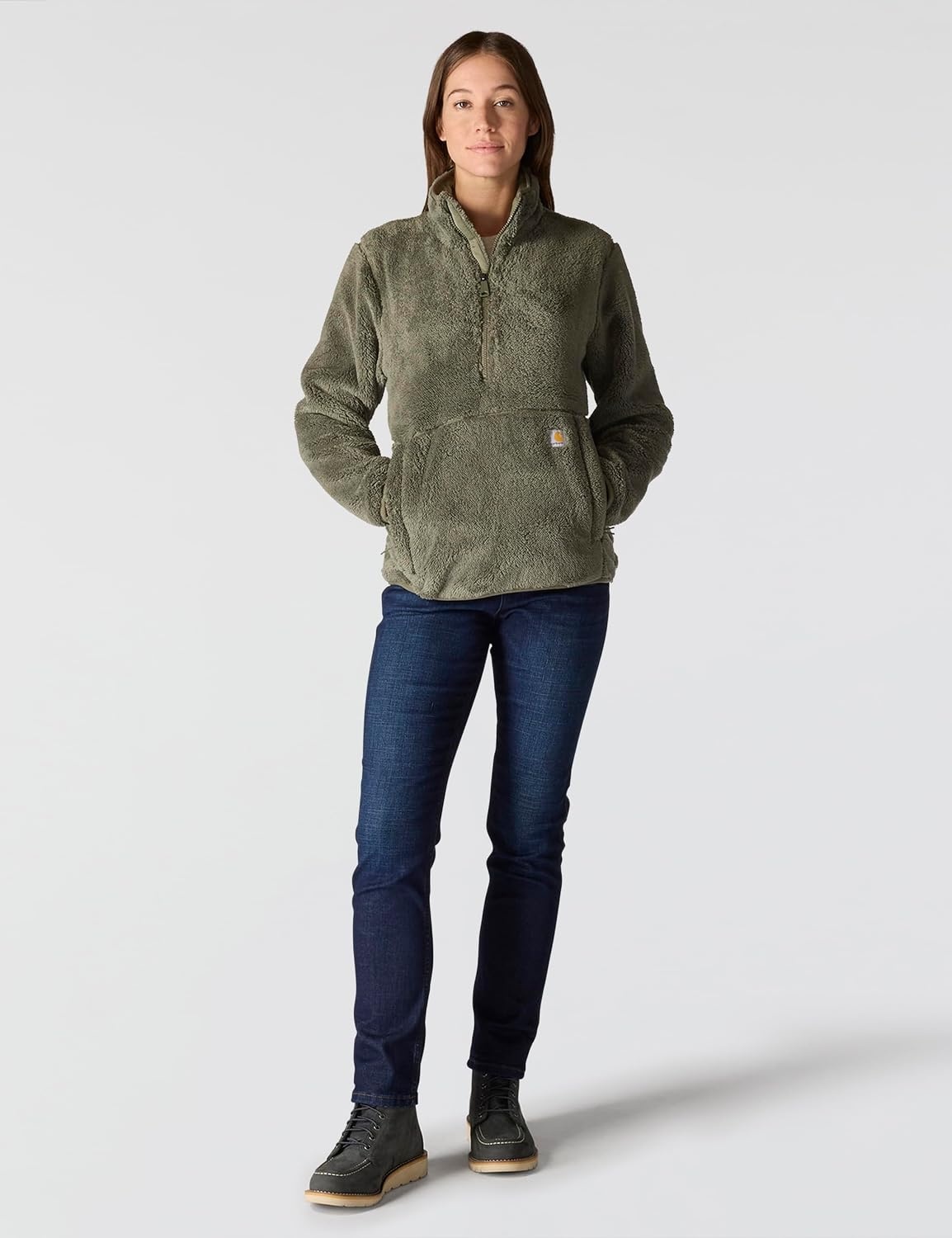 image:imageCarhartt Womens Loose Fit Fleece PulloverDusty Olive