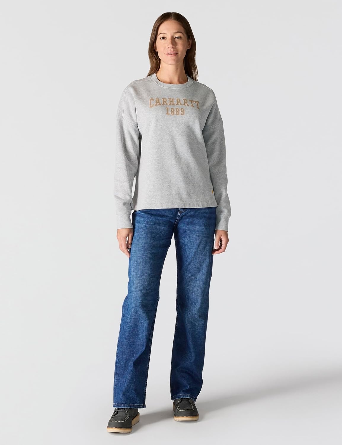 image:imageCarhartt Womens Loose Fit Midweight Carhartt Graphic SweatshirtHeather Gray
