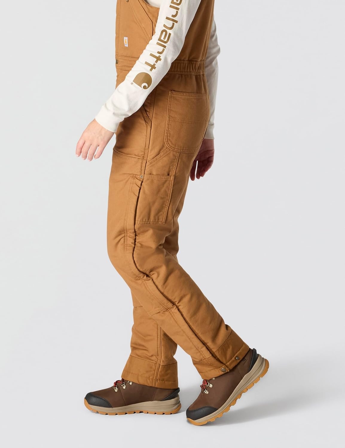 image:imageCarhartt Womens Loose Fit Washed Duck Insulated BiberallCarhartt Brown