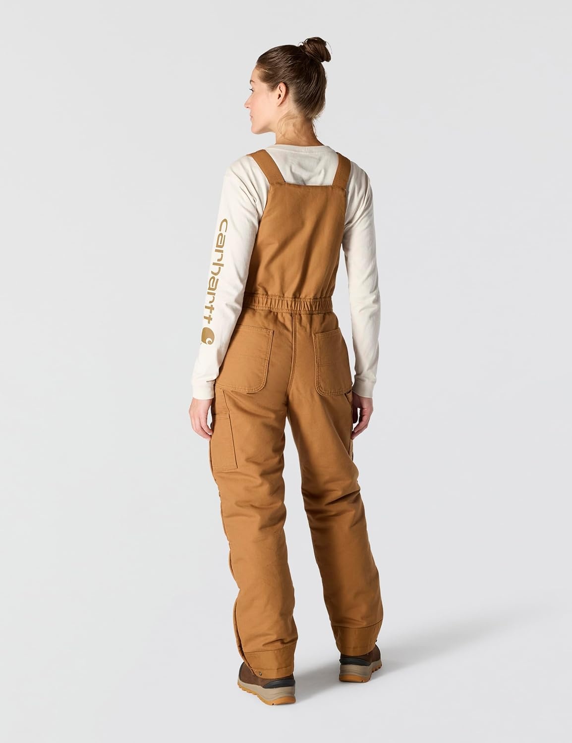 image:imageCarhartt Womens Loose Fit Washed Duck Insulated BiberallCarhartt Brown