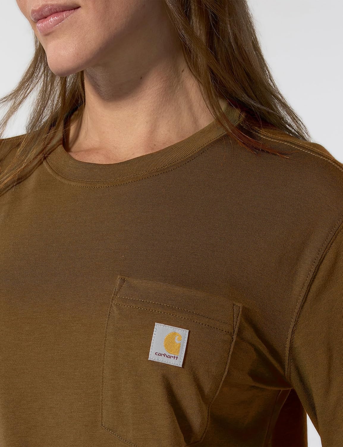 image:imageCarhartt Womens Tencel Fiber Series Loose Fit LongSleeve Pocket TShirtCarhartt Brown