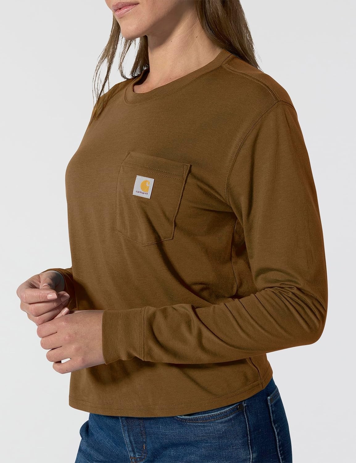 image:imageCarhartt Womens Tencel Fiber Series Loose Fit LongSleeve Pocket TShirtCarhartt Brown