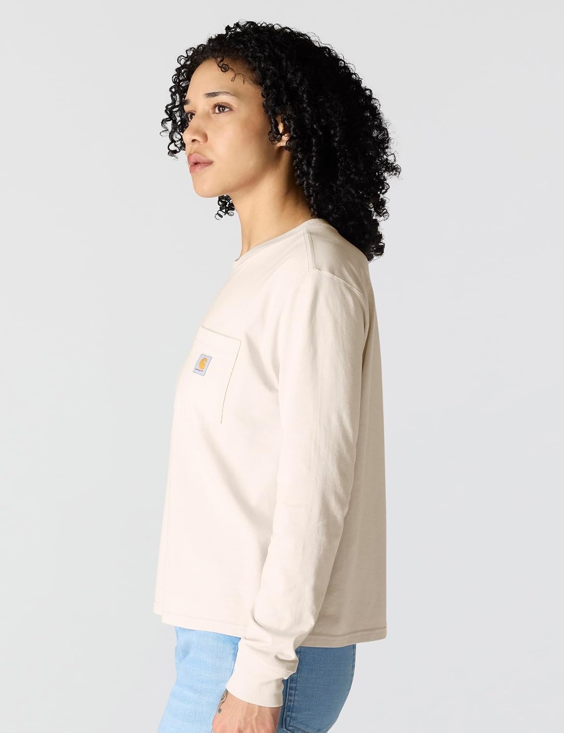 image:imageCarhartt Womens Tencel Fiber Series Loose Fit LongSleeve Pocket TShirtOat Milk Heather