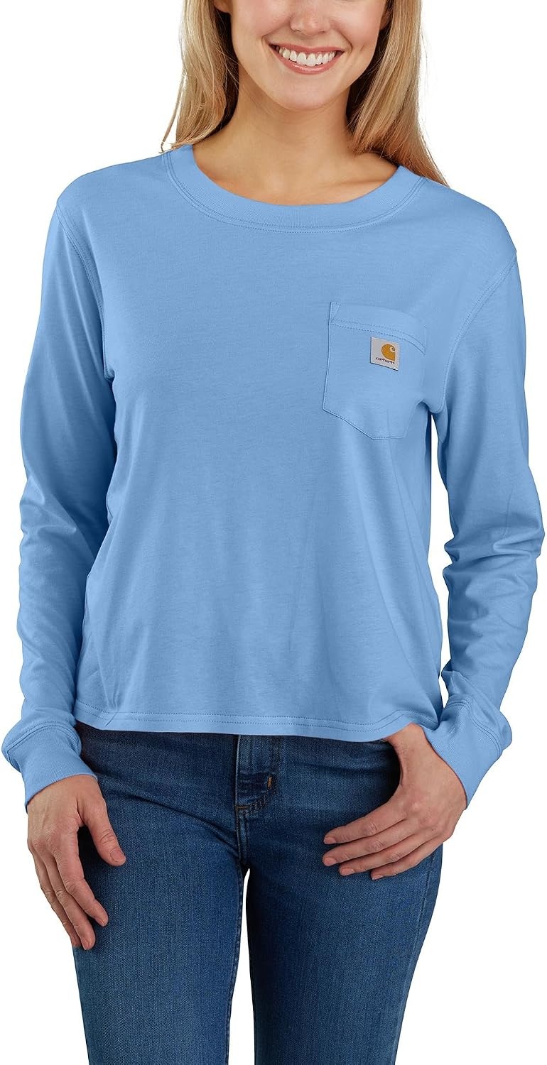 image:imageCarhartt Womens Tencel Fiber Series Loose Fit LongSleeve Pocket TShirtSkystone