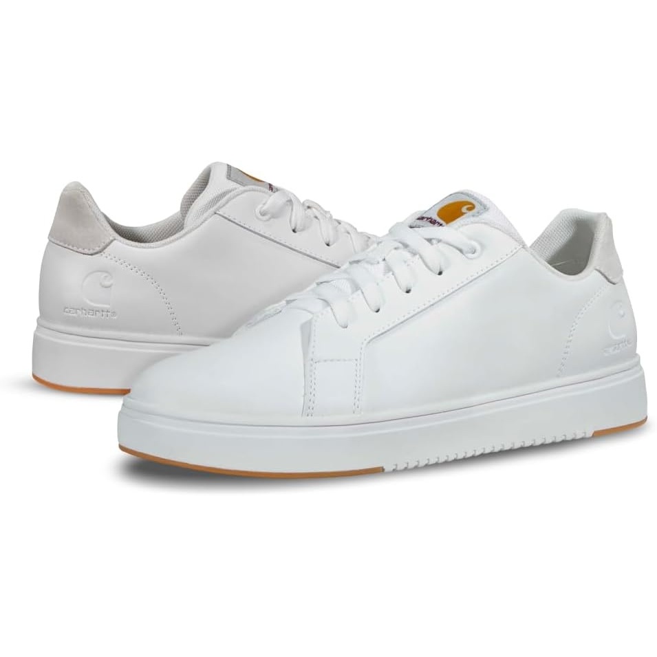image:imageCarhartt Detroit Leather Sneakers for Women Comfortable Shoes for Women with Wide Toe Box Comfort Footbed and Midsole and SlipResistant OutsoleWhite