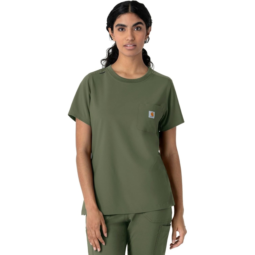 image:imageCarhartt Force CrossFlex Womens Crew Neck Scrub TopOlive