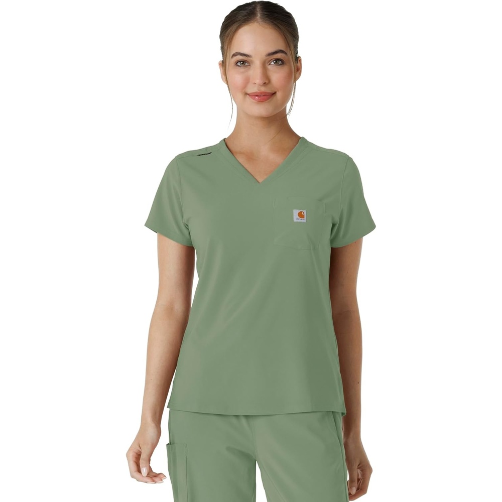 image:imageCarhartt Force CrossFlex Womens Tuckin Scrub TopGreen Slate