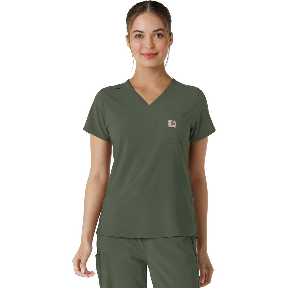 image:imageCarhartt Force CrossFlex Womens Tuckin Scrub TopOlive