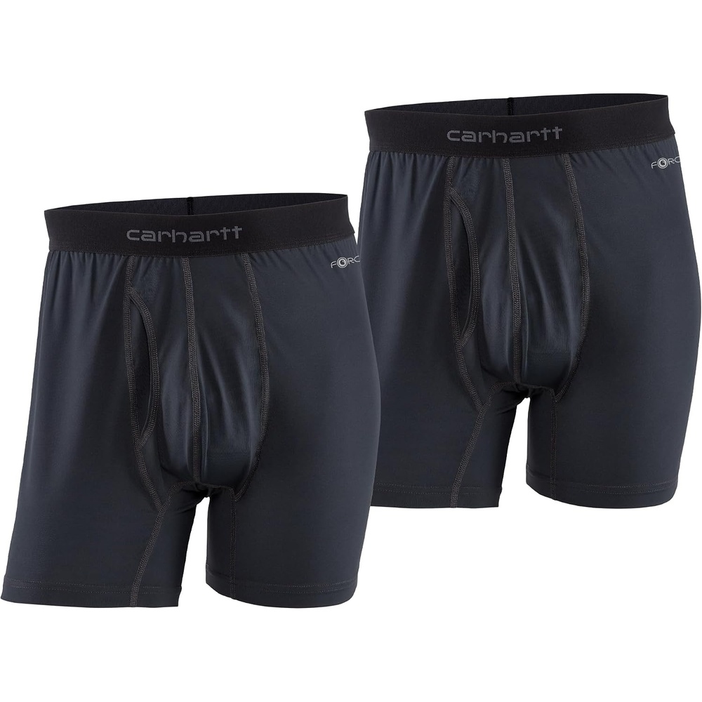 image:imageCarhartt Mens UU0196M Force Stretch Jersey 5 Inch Boxer Brief 2PackBlack