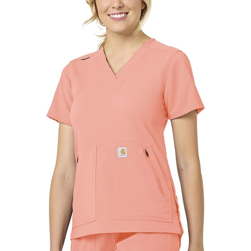 image:imageCarhartt Scrubs C12237 Womens Rugged Flex Modern Fit 4Pocket VNeckSorbet