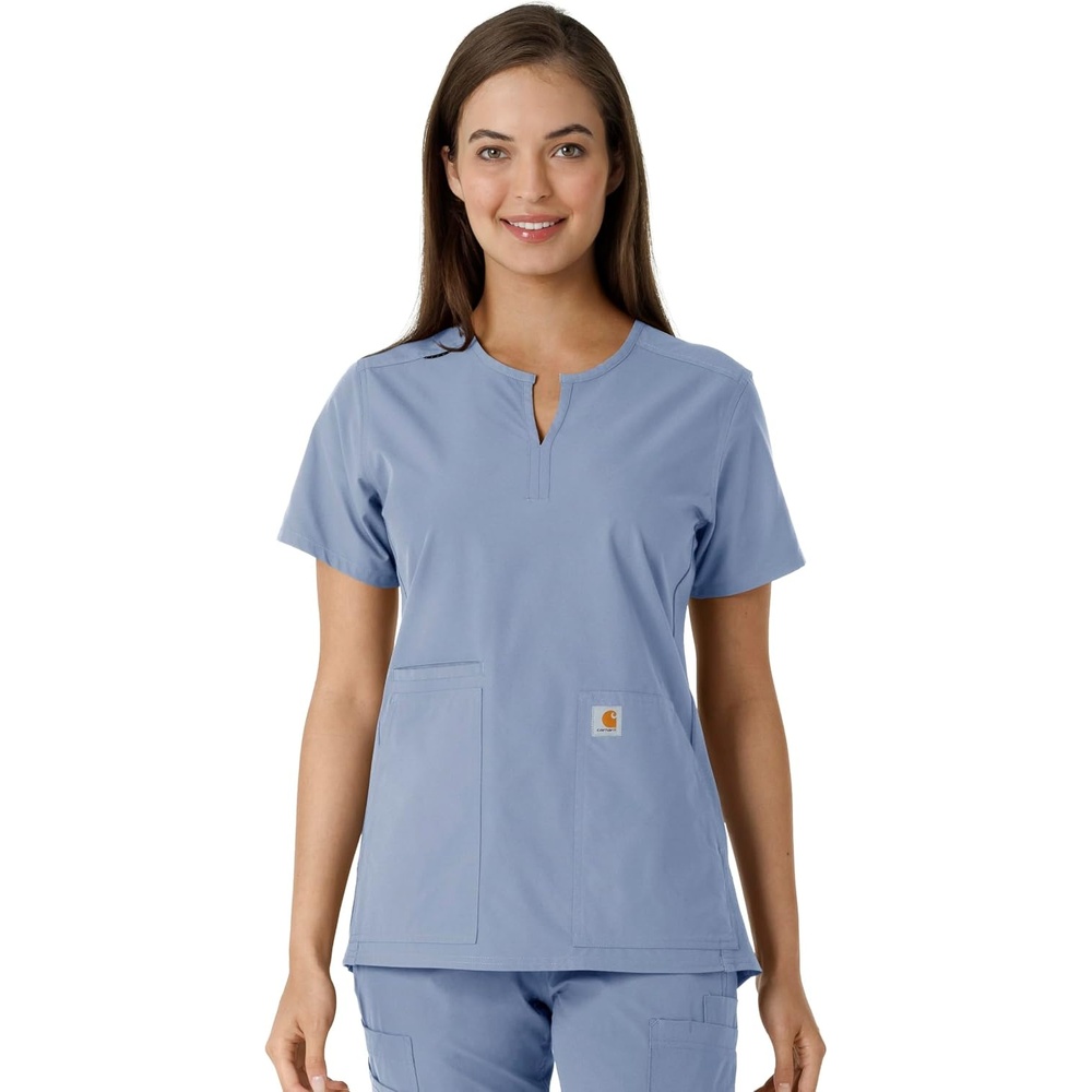 image:imageCarhartt Scrubs C12413 Womens Force Essentials Modern Fit Notch NeckCeil Blue