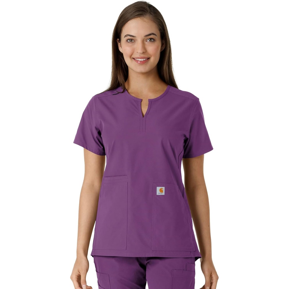 image:imageCarhartt Scrubs C12413 Womens Force Essentials Modern Fit Notch NeckEggplant