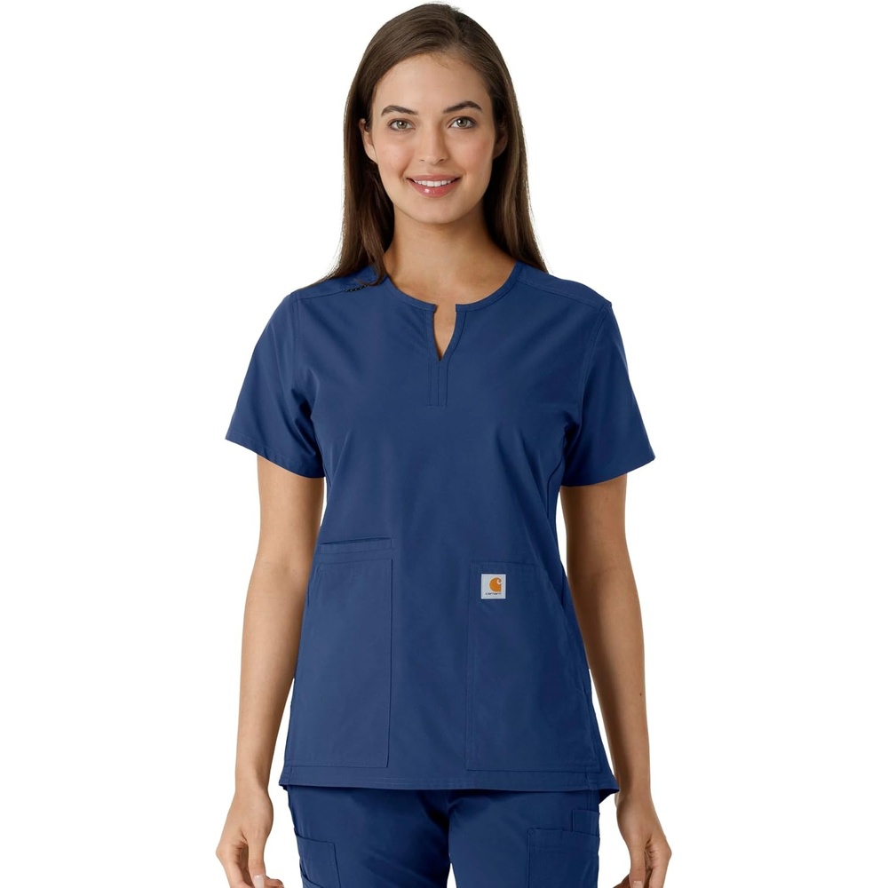 image:imageCarhartt Scrubs C12413 Womens Force Essentials Modern Fit Notch NeckNavy