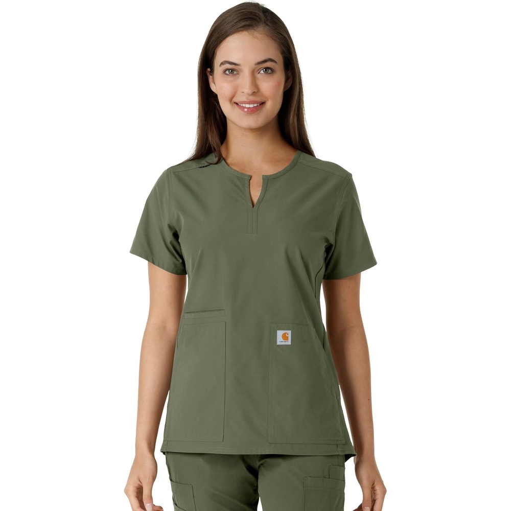 image:imageCarhartt Scrubs C12413 Womens Force Essentials Modern Fit Notch NeckOlive