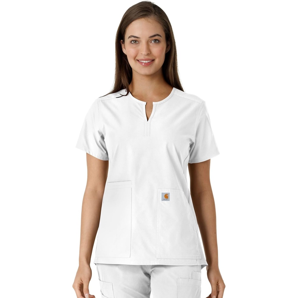 image:imageCarhartt Scrubs C12413 Womens Force Essentials Modern Fit Notch NeckWhite