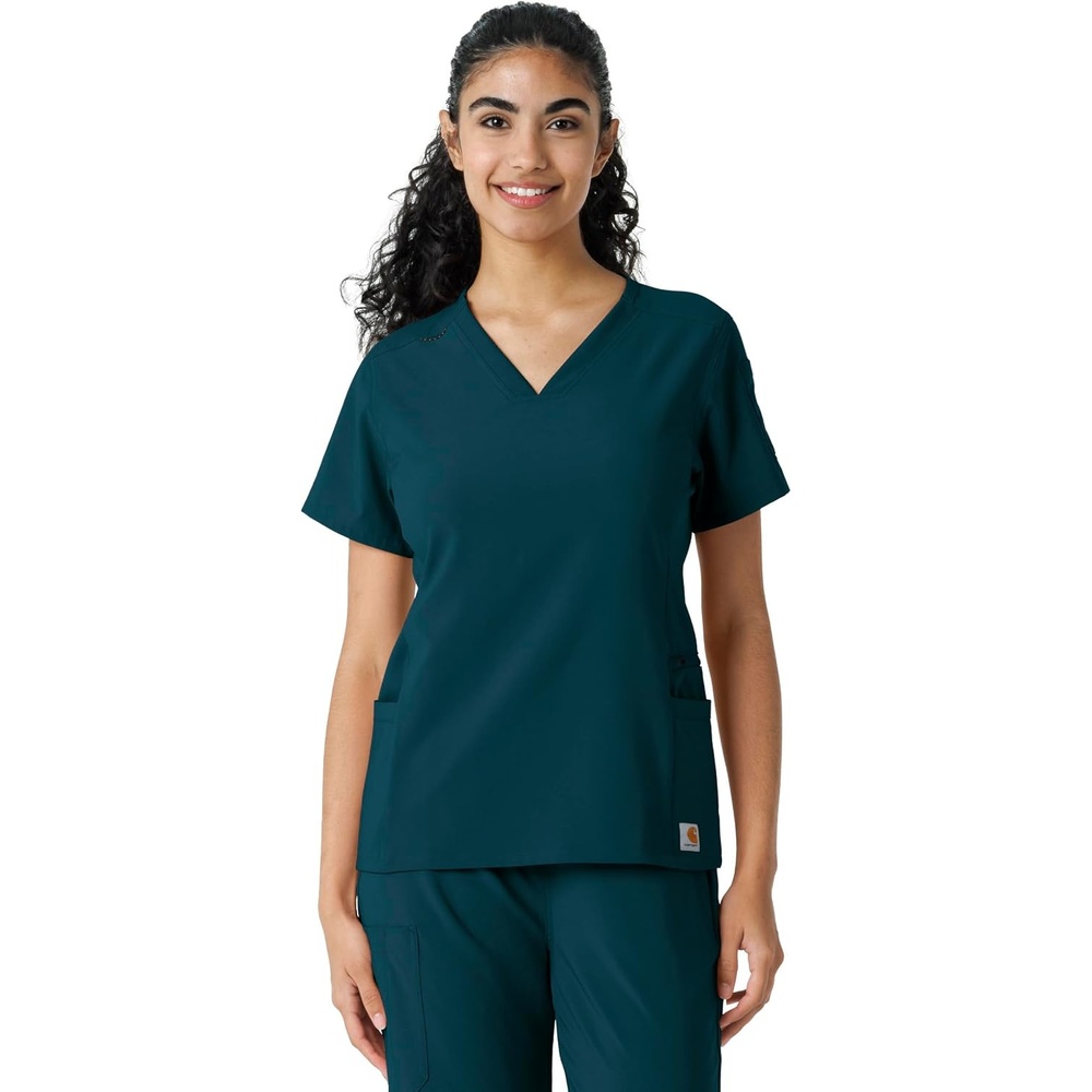 image:imageCarhartt Scrubs C13310 Womens CrossFlex Modern Fit Oversized VNeck TopCaribbean