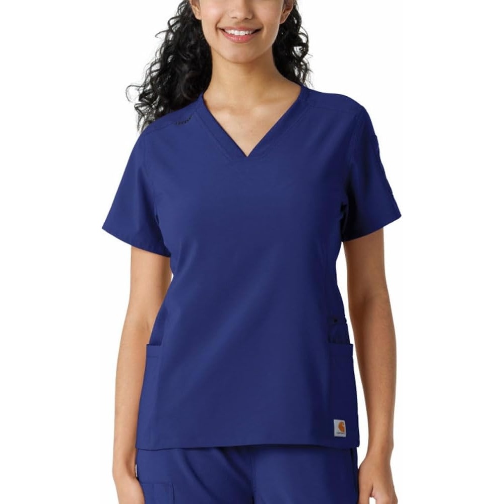 image:imageCarhartt Scrubs C13310 Womens CrossFlex Modern Fit Oversized VNeck TopGalaxy Blue