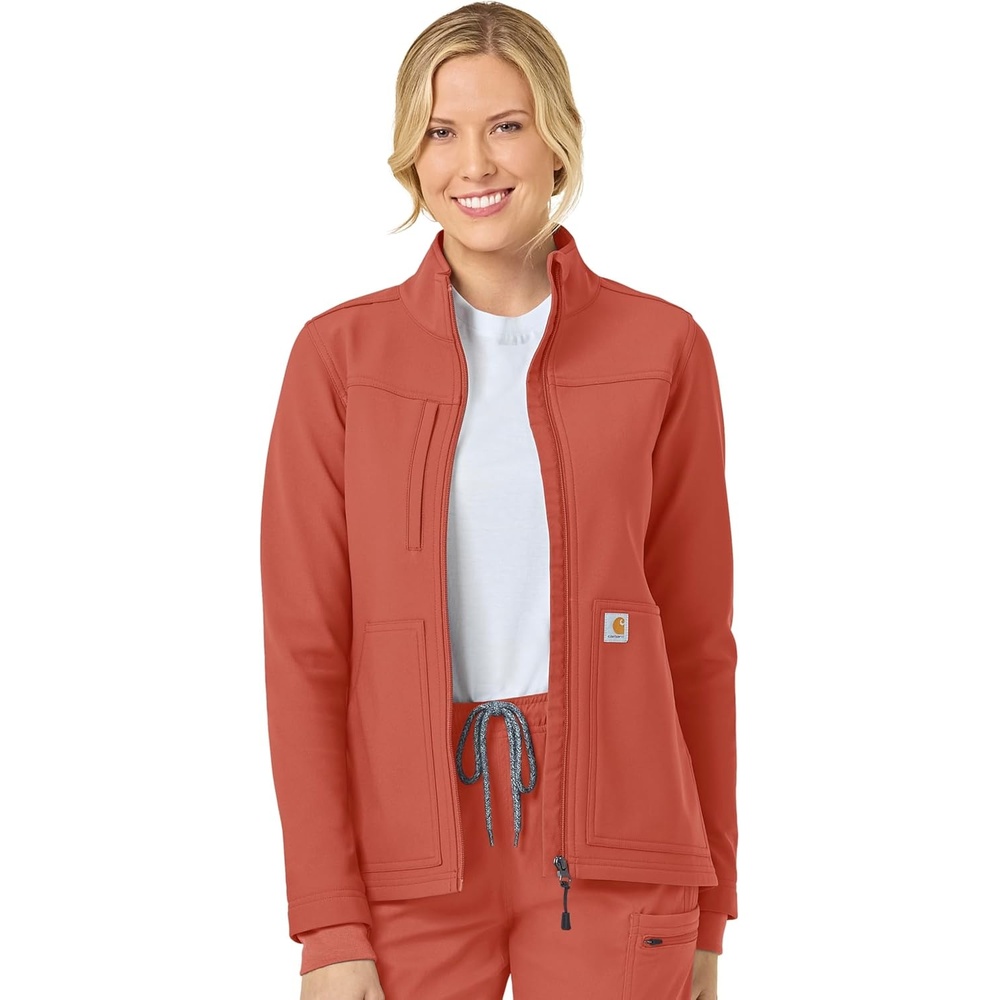 image:imageCarhartt Scrubs C81023 Womens Rugged Flex Modern Fit Bonded Fleece JaDusty Cedar