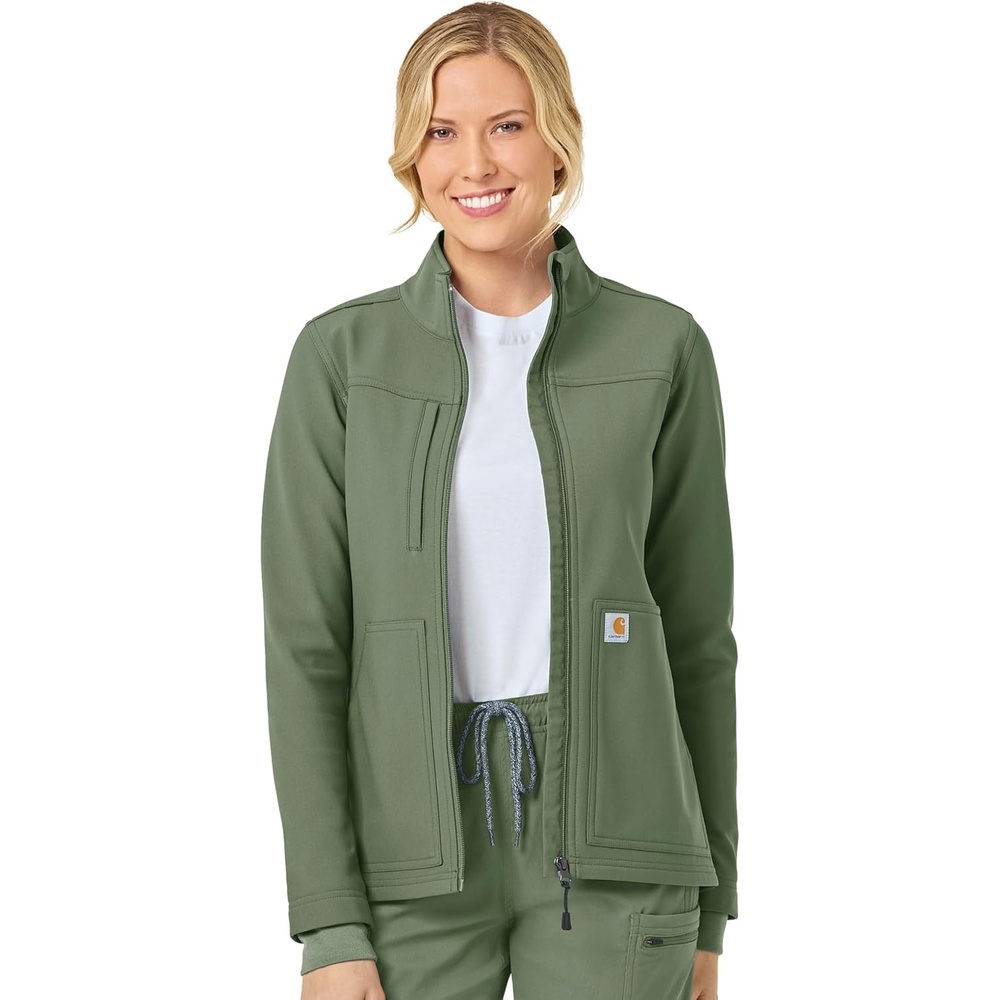 image:imageCarhartt Scrubs C81023 Womens Rugged Flex Modern Fit Bonded Fleece JaOlive