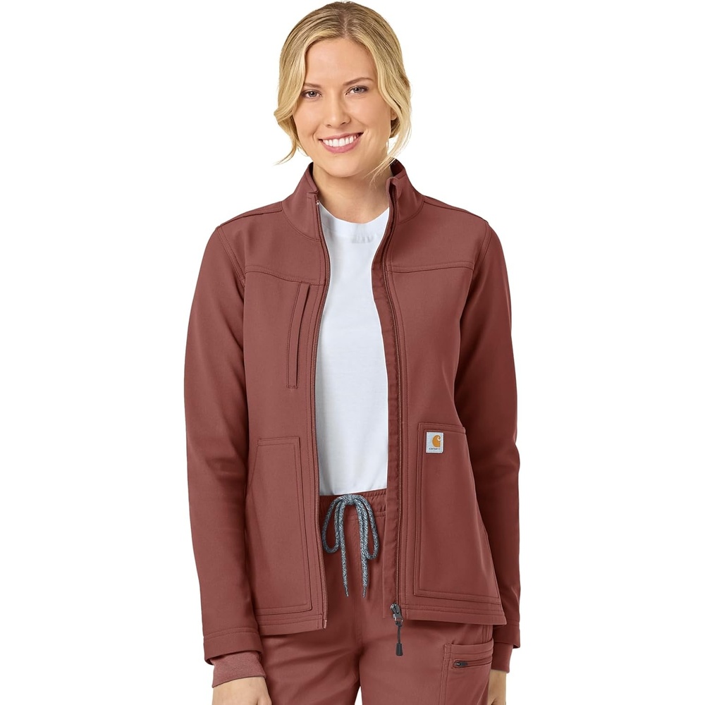 image:imageCarhartt Scrubs C81023 Womens Rugged Flex Modern Fit Bonded Fleece JaSable