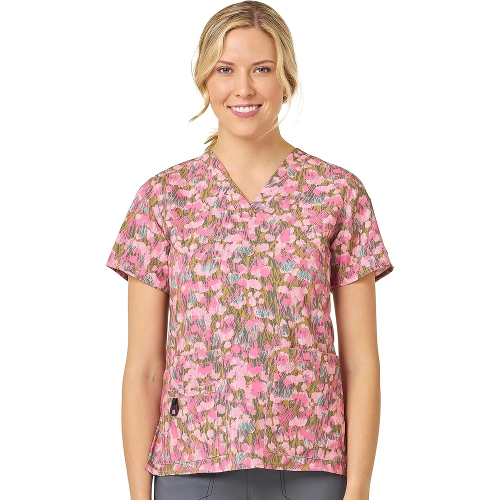 image:imageCarhartt Scrubs for Women Force CrossFlex Panel VNeck Tops with 3 PocketsBrush Camo