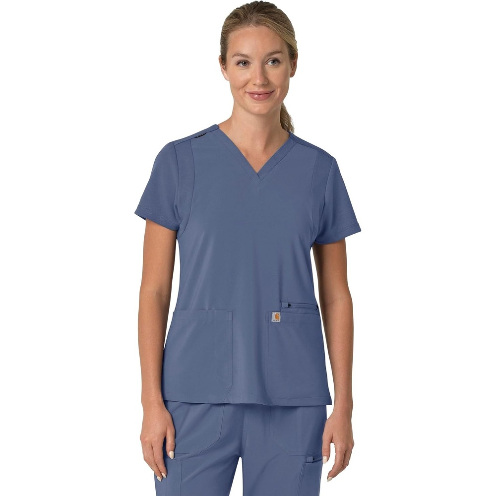image:imageCarhartt Scrubs for Women Force CrossFlex Panel VNeck Tops with 3 PocketsRiverside