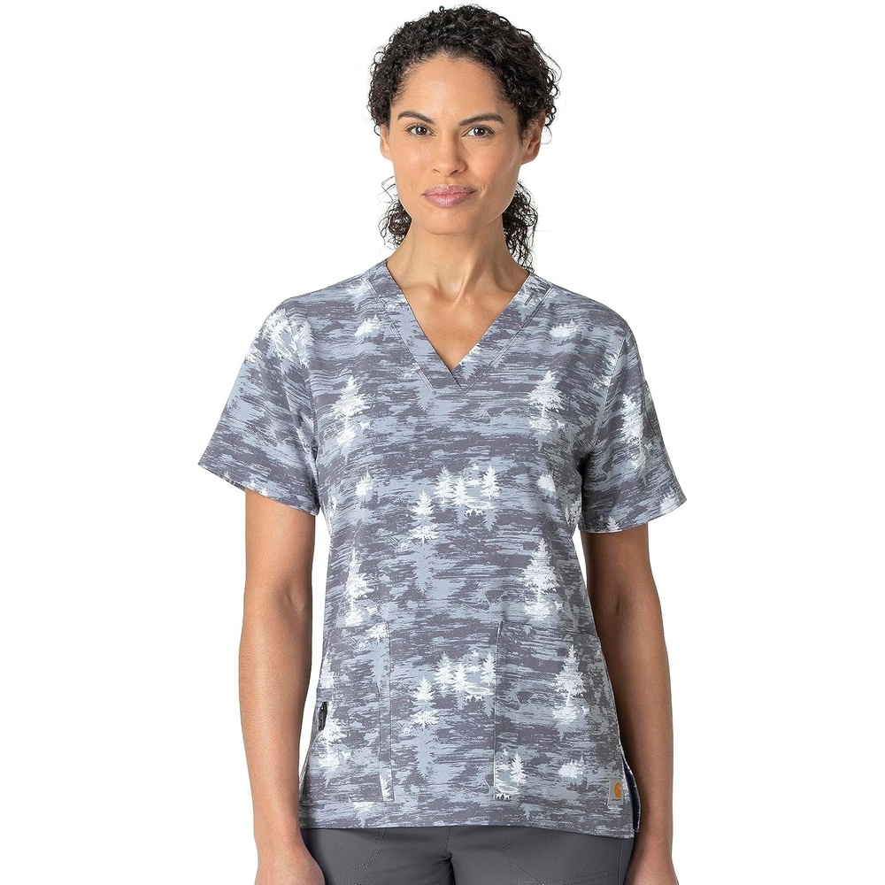 image:imageCarhartt Scrubs for Women Force CrossFlex Panel VNeck Tops with 3 PocketsSnowy Pines