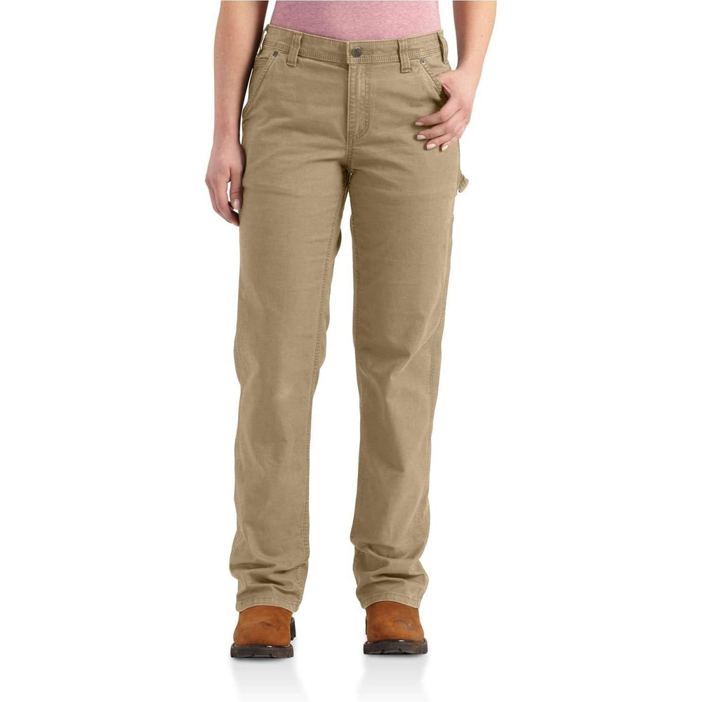 image:imageCarhartt Womens 102080 Womens Rugged Flex Loose Fit Canvas Work PantDark Khaki