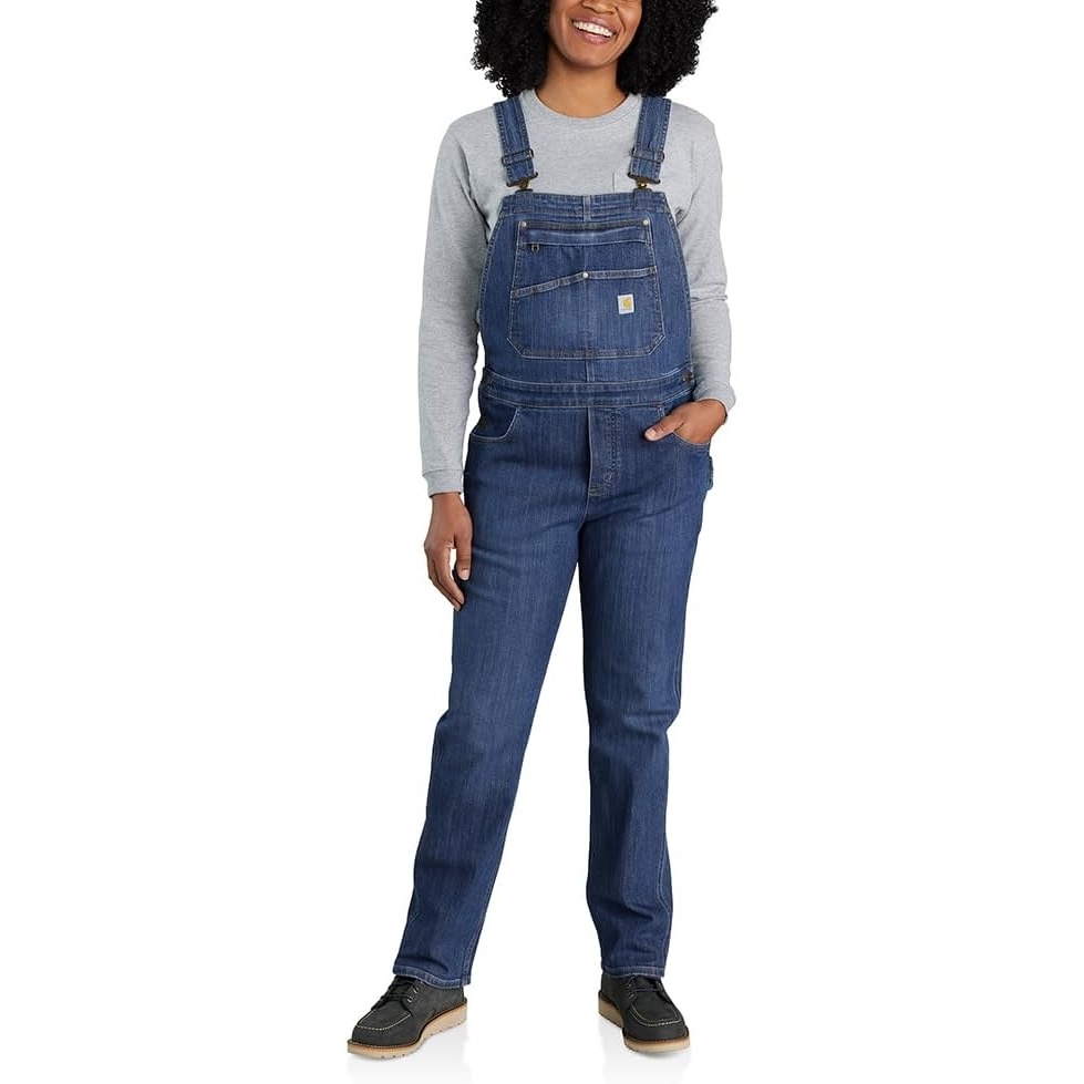 image:imageCarhartt Womens 106002 Womens Rugged Flex Relaxed Fit Denim Bib OverArches
